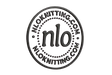 A circular black and white embroidered patch featuring the text 'NLOKNITTING.COM' and 'NLOKNITTING.