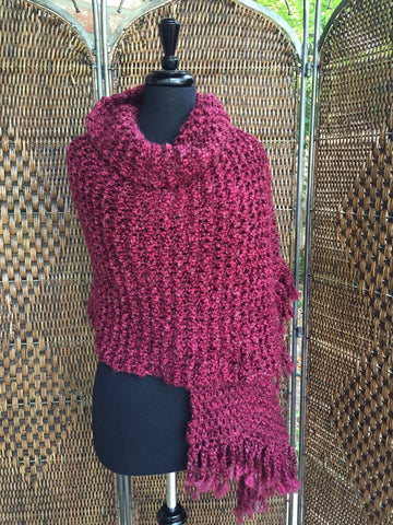 "Claret" - Rectangle Fringe Wrap